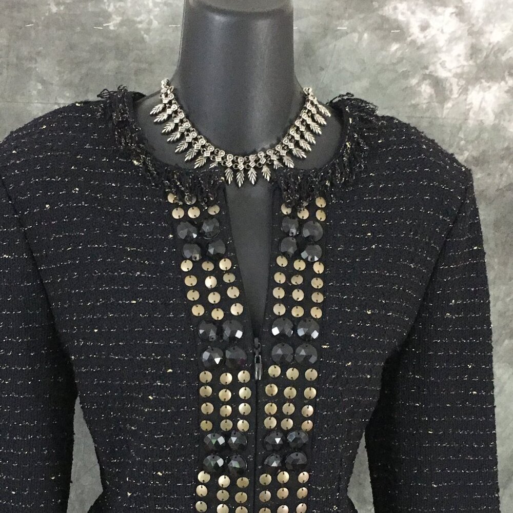 BEAUTIFUL st john couture knit black multi embellished jacket skirt suit 8 - Picture 4 of 9